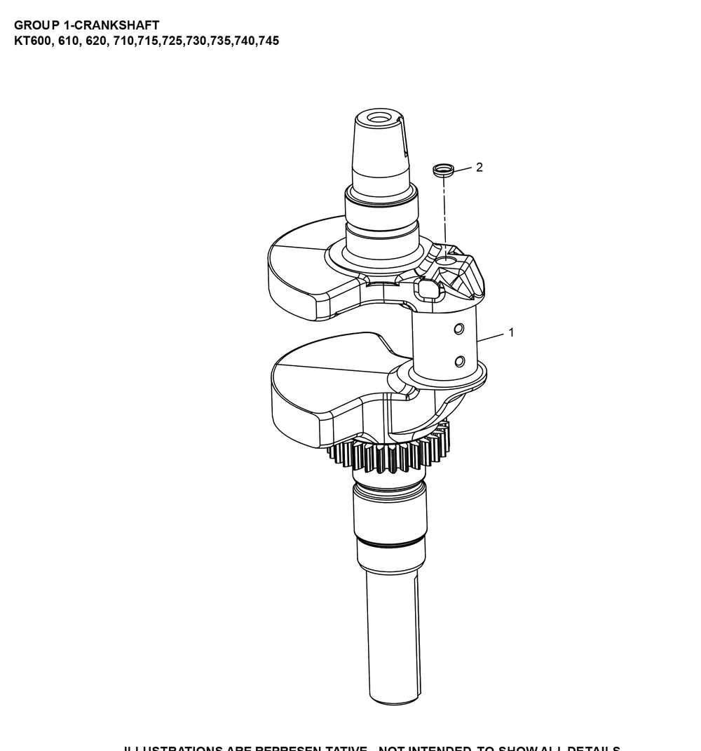 Kt725-3108 Crankshaft Diagram and Parts List for KT725-3108  Cub Cadet Engine